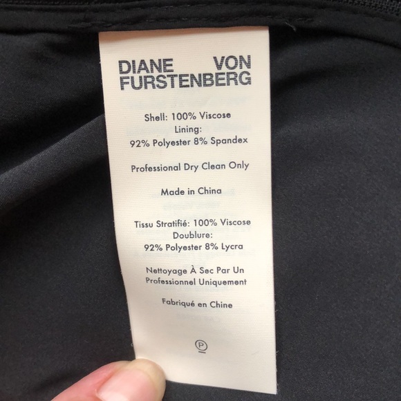 DVF DIANE VON FUERSTENBERG Dress Designer Black White Floral 10 Medium Viscose - Picture 9 of 9